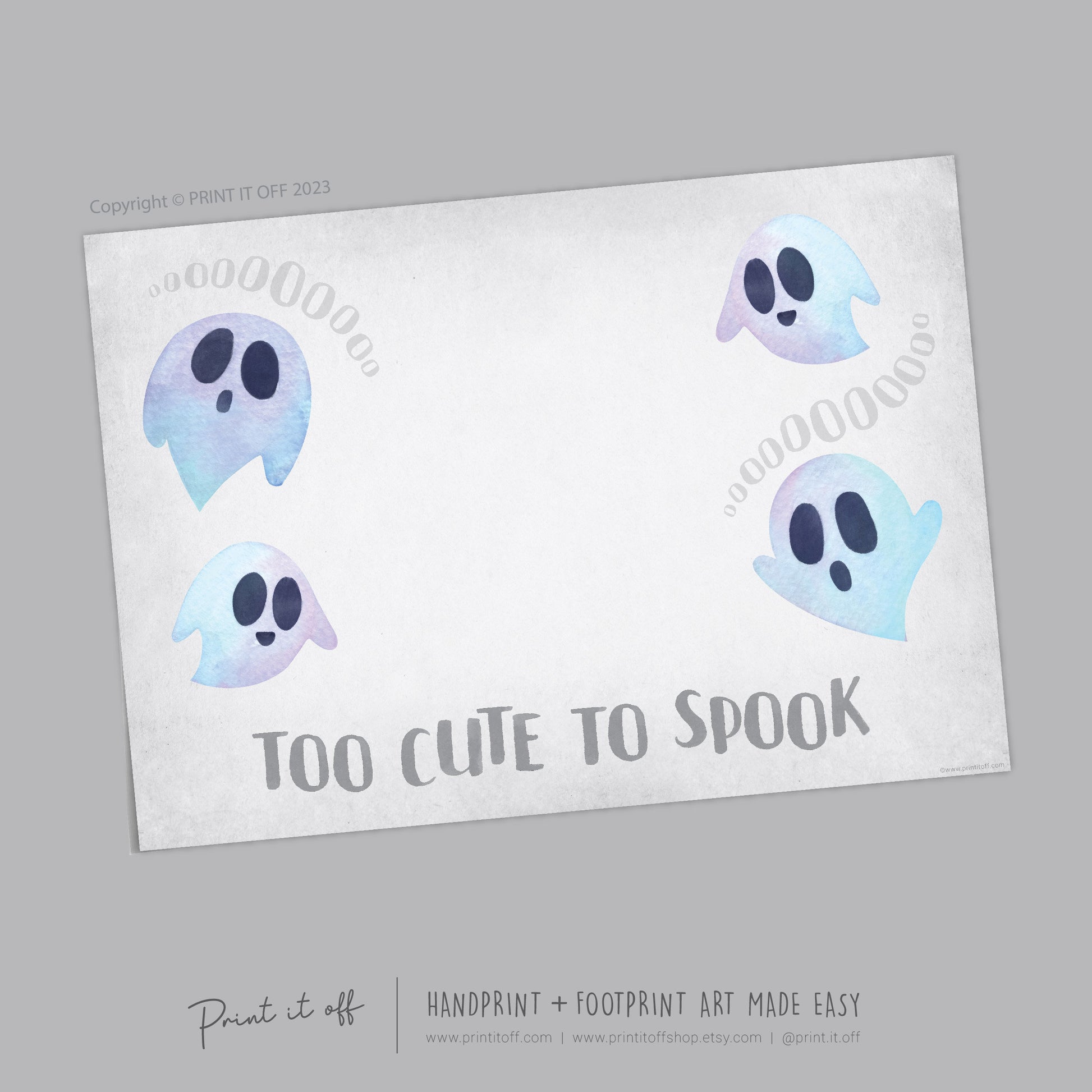 Too Cute to Spook Ghost Footprint Handprint Foot Hand Halloween Art Craft / Kids Toddler Baby DIY Memory Activity / Print It Off