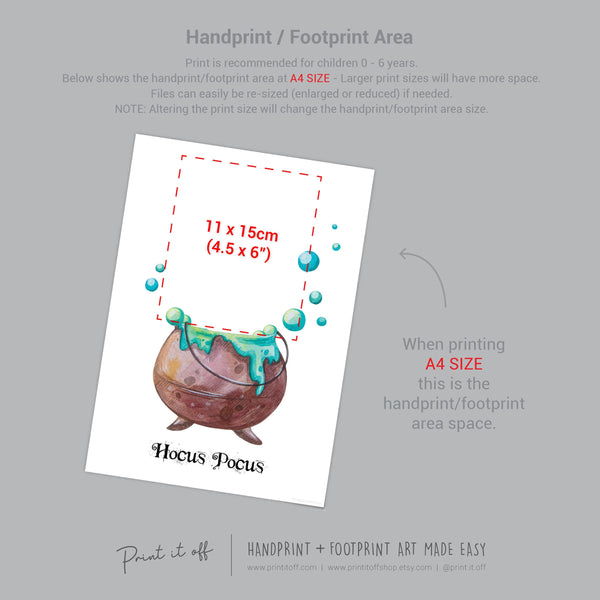 Hocus Pocus Witch Cauldron Footprint Handprint Foot Hand Halloween Art Craft / Kids Toddler Baby DIY Memory Activity / Print It Off