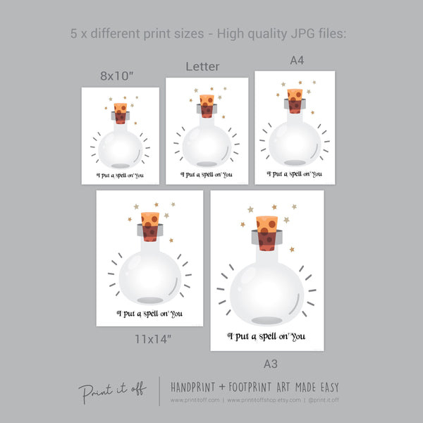 I Put a Spell On You Witch Footprint Handprint Foot Hand Halloween Art Craft / Kids Toddler Baby DIY Memory Activity / Print It Off