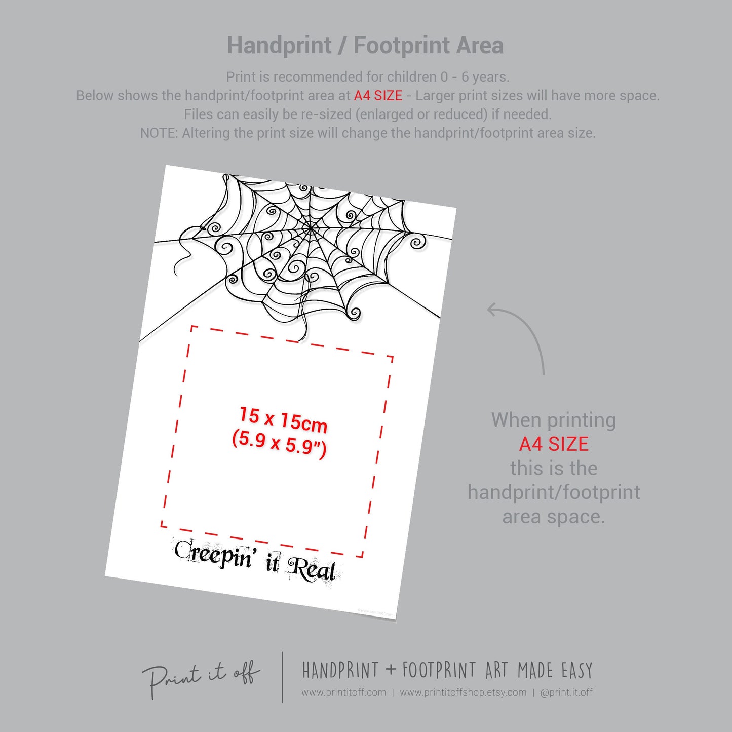 Creepin&#39; it Real Spider Footprint Handprint Foot Hand Halloween Art Craft / Kids Toddler Baby DIY Memory Activity / Print It Off
