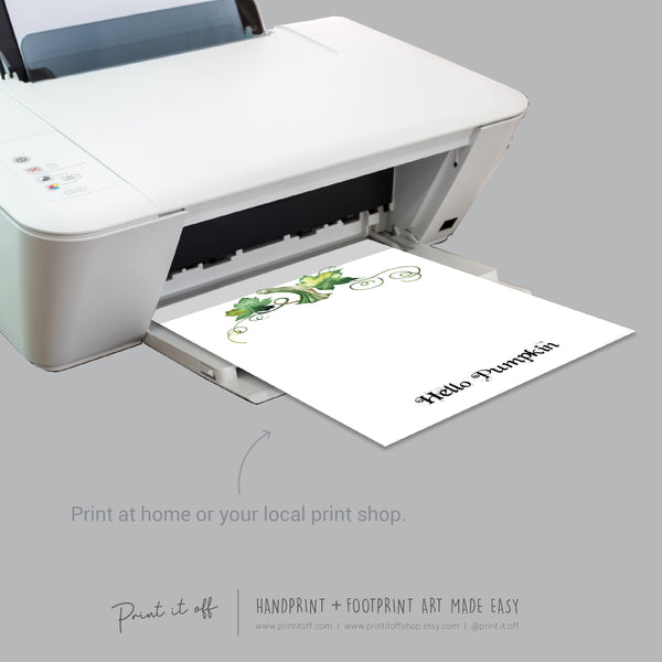 Hello Pumpkin Footprint Handprint Foot Hand Halloween Art Craft / Kids Toddler Baby DIY Memory Activity / Print It Off