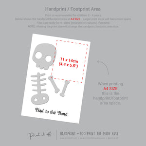 Bad to the Bone Skeleton Footprint Handprint Foot Hand Halloween Art Craft / Kids Toddler Baby DIY Memory Activity / Print It Off