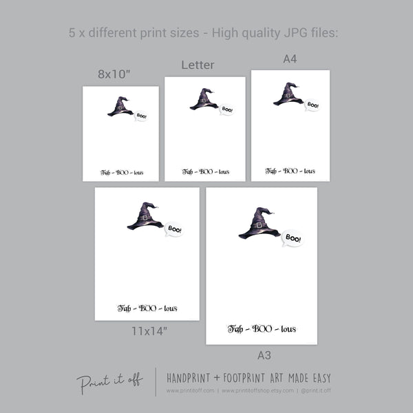 Fab-BOO-Lous Ghost Footprint Handprint Foot Hand Halloween Art Craft / Kids Toddler Baby DIY Memory Activity / Print It Off