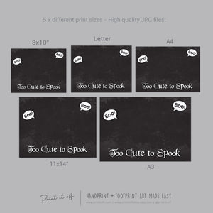 Too Cute to Spook Ghost Footprint Handprint Foot Hand Halloween Art Craft / Kids Toddler Baby DIY Memory Activity / Print It Off 0791