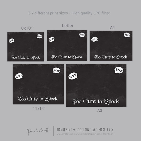 Too Cute to Spook Ghost Footprint Handprint Foot Hand Halloween Art Craft / Kids Toddler Baby DIY Memory Activity / Print It Off 0791