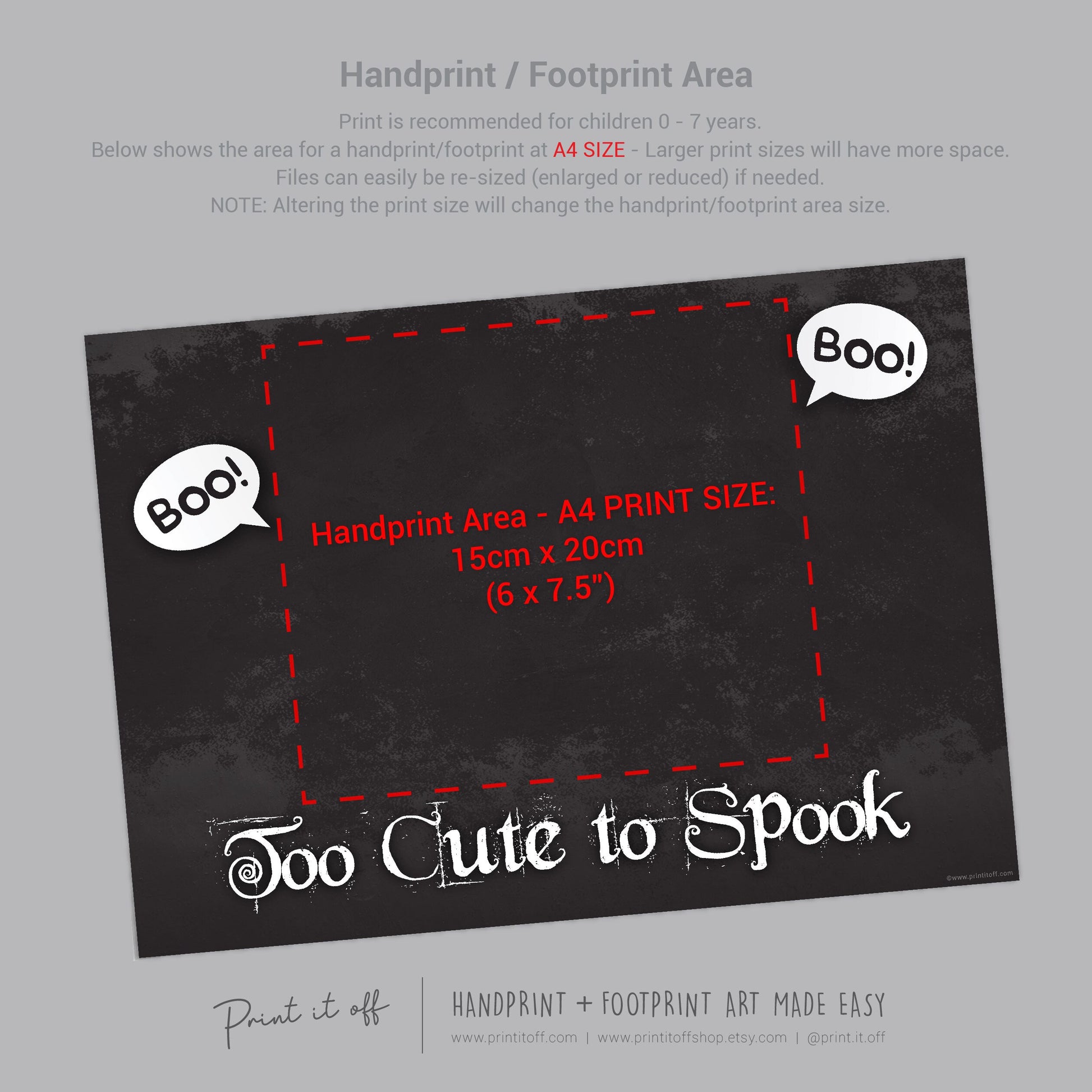 Too Cute to Spook Ghost Footprint Handprint Foot Hand Halloween Art Craft / Kids Toddler Baby DIY Memory Activity / Print It Off 0791