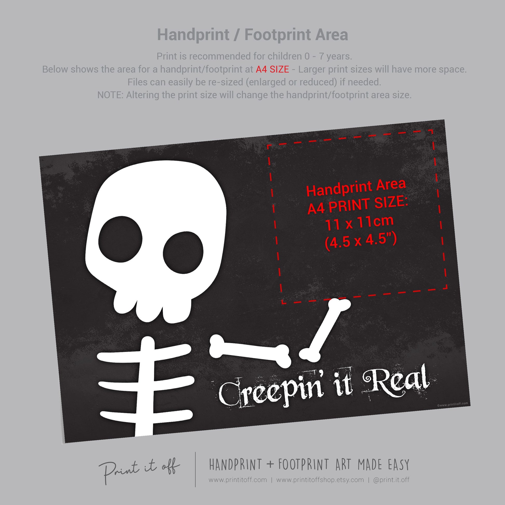 Creepin it Real Skeleton Footprint Handprint Foot Hand Halloween Art Craft / Kids Toddler Baby DIY Memory Activity / Print It Off 0792