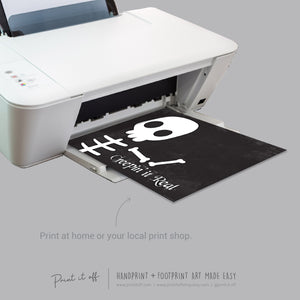 Creepin it Real Skeleton Footprint Handprint Foot Hand Halloween Art Craft / Kids Toddler Baby DIY Memory Activity / Print It Off 0792