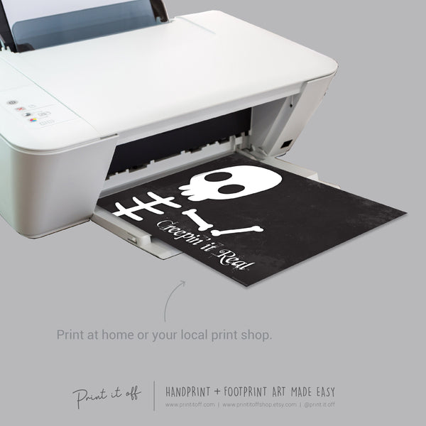 Creepin it Real Skeleton Footprint Handprint Foot Hand Halloween Art Craft / Kids Toddler Baby DIY Memory Activity / Print It Off 0792