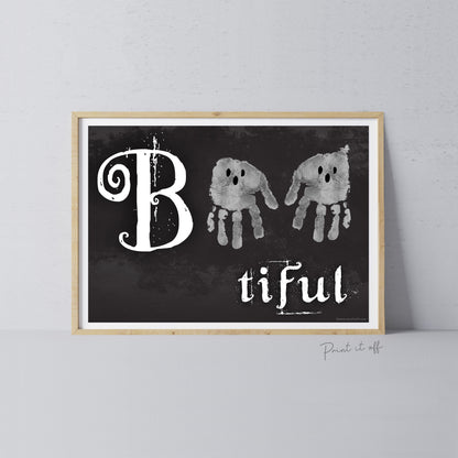 Boo-tiful Beautiful Ghost / Footprint Handprint Foot Hand Halloween Art Craft / Kids Toddler Baby DIY Memory Activity / Print It Off
