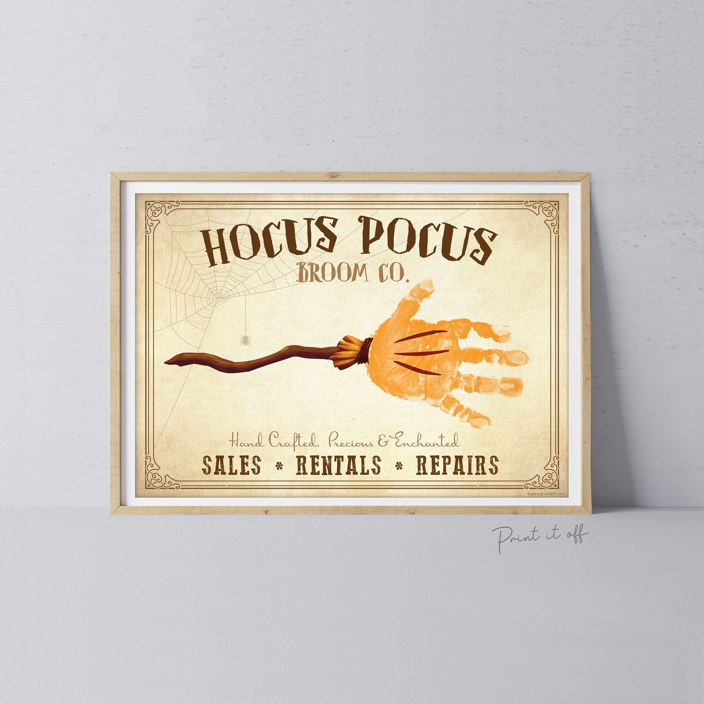 Hocus Pocus Handprint Art Craft / Witch Broom Stick Halloween Sign / Kids Baby Toddler Keepsake Activity Memory / Print It Off 0766