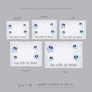 Too Cute to Spook Ghost Footprint Handprint Foot Hand Halloween Art Craft / Kids Toddler Baby DIY Memory Activity / Print It Off