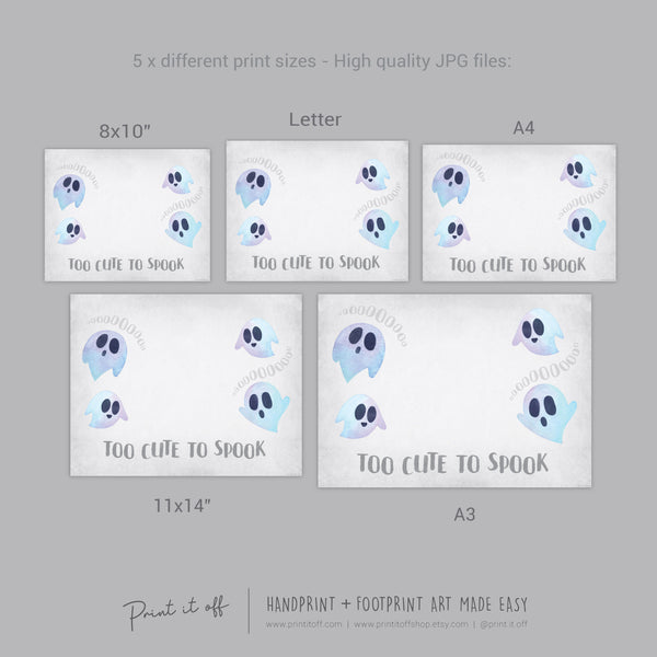 Too Cute to Spook Ghost Footprint Handprint Foot Hand Halloween Art Craft / Kids Toddler Baby DIY Memory Activity / Print It Off