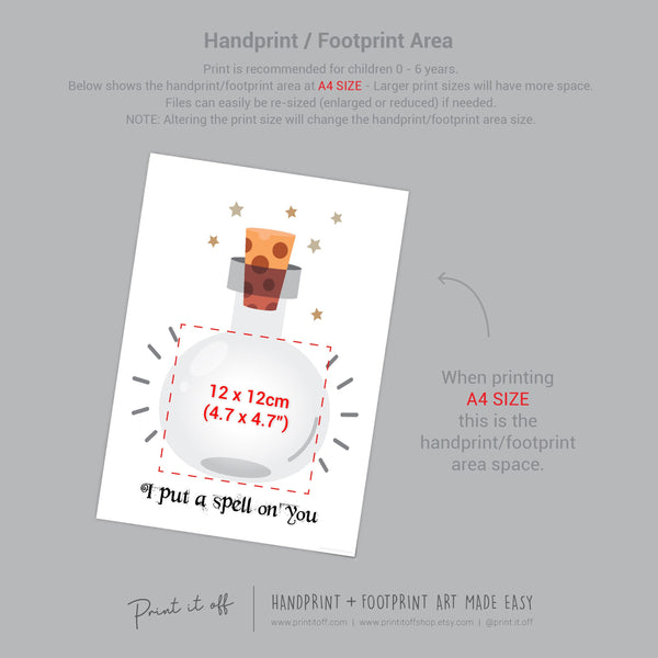 I Put a Spell On You Witch Footprint Handprint Foot Hand Halloween Art Craft / Kids Toddler Baby DIY Memory Activity / Print It Off