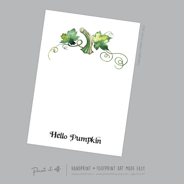 Hello Pumpkin Footprint Handprint Foot Hand Halloween Art Craft / Kids Toddler Baby DIY Memory Activity / Print It Off