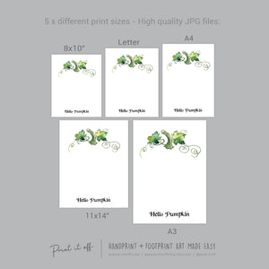 Hello Pumpkin Footprint Handprint Foot Hand Halloween Art Craft / Kids Toddler Baby DIY Memory Activity / Print It Off