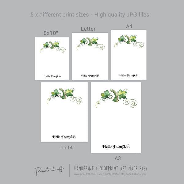 Hello Pumpkin Footprint Handprint Foot Hand Halloween Art Craft / Kids Toddler Baby DIY Memory Activity / Print It Off