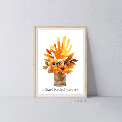 Thanksgiving Fall Autumn Handprint Footprint Art Craft / Kids Toddler Baby Card Memory Keepsake Decor / Print It Off