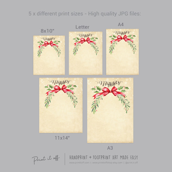 Mistletoes Footprint Foot Feet Art Craft / Christmas Xmas Kids Baby Toddler / Keepsake Gift Card Memory PRINT IT OFF