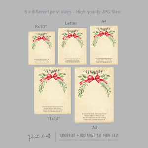 Mistletoes Footprint Foot Feet Art Craft / Christmas Xmas Kids Baby Toddler / Keepsake Poem Gift Card Memory PRINT IT OFF