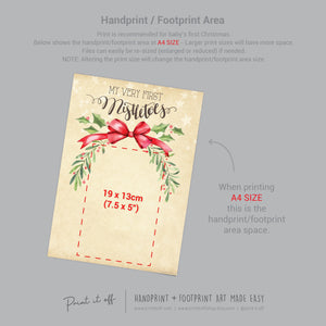 First 1st Mistletoes Footprint Foot Feet Art Craft / Christmas Xmas Baby / Keepsake Poem Gift Card Memory PRINT IT OFF