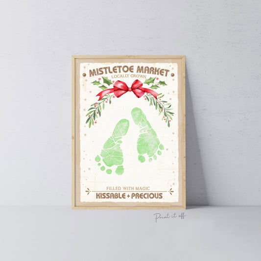 Mistletoe Market Footprint Handprint Art Craft / Christmas Xmas Kids Baby Toddler / Keepsake Poem Gift Card Memory PRINT IT OFF