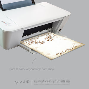 Reindeer Names Handprint Footprint Hand Foot Art Craft / Christmas Xmas Kids Baby Toddler / Keepsake Gift Card Sign Memory PRINT IT OFF