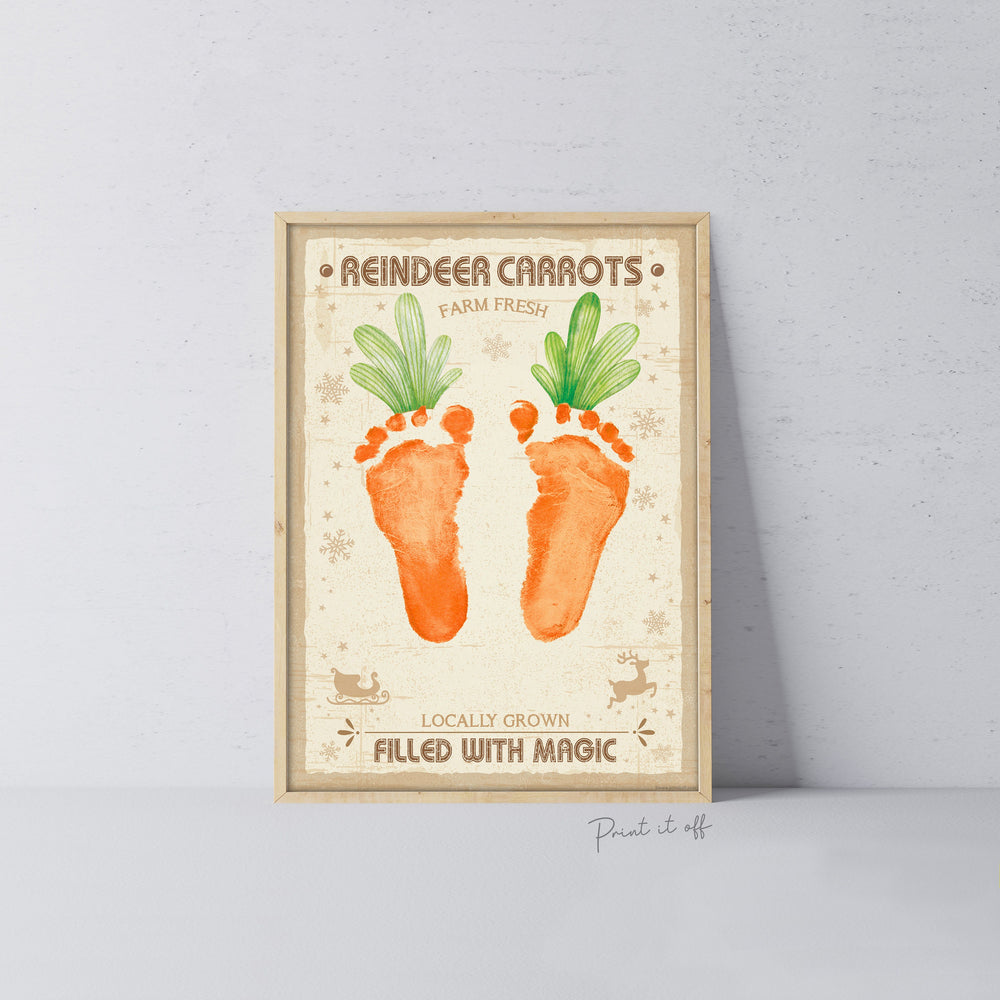 Reindeer Carrots Footprint Feet Art Craft / Christmas Xmas Kids Baby Toddler / Keepsake Gift Card Sign Memory PRINT IT OFF