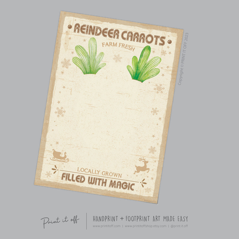 Reindeer Carrots Footprint Feet Art Craft / Christmas Xmas Kids Baby Toddler / Keepsake Gift Card Sign Memory PRINT IT OFF