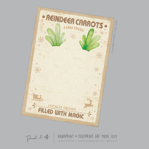 Reindeer Carrots Footprint Feet Art Craft / Christmas Xmas Kids Baby Toddler / Keepsake Gift Card Sign Memory PRINT IT OFF