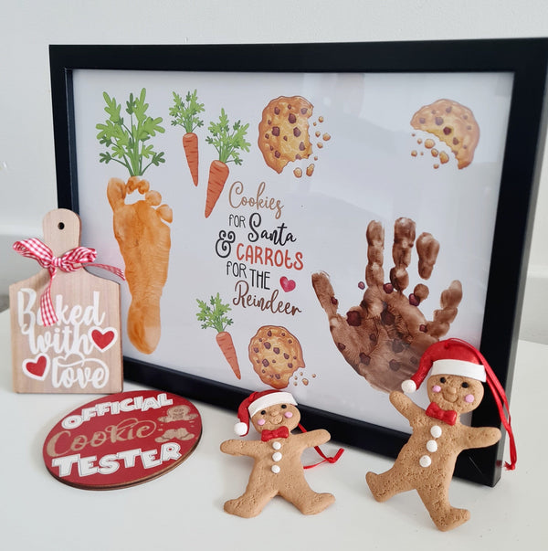 Cookies Santa Carrot Reindeer Footprint Handprint Art Craft / Christmas Xmas Kids Baby Toddler / Keepsake Memory Gift Card PRINT IT OFF