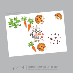 Cookies Santa Carrot Reindeer Footprint Handprint Art Craft / Christmas Xmas Kids Baby Toddler / Keepsake Memory Gift Card PRINT IT OFF