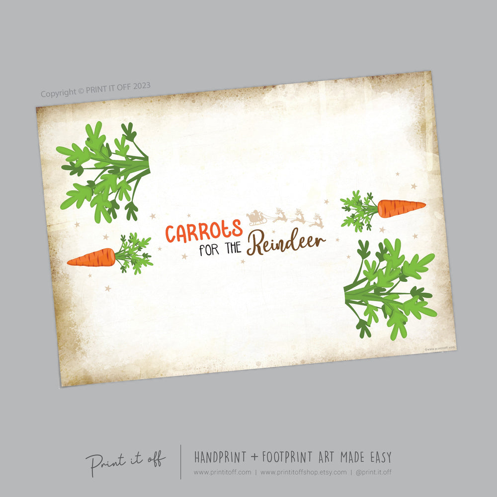 Reindeer Carrots Footprint Feet Art Craft / Christmas Xmas Kids Baby Toddler / Keepsake Gift Card Sign Memory PRINT IT OFF