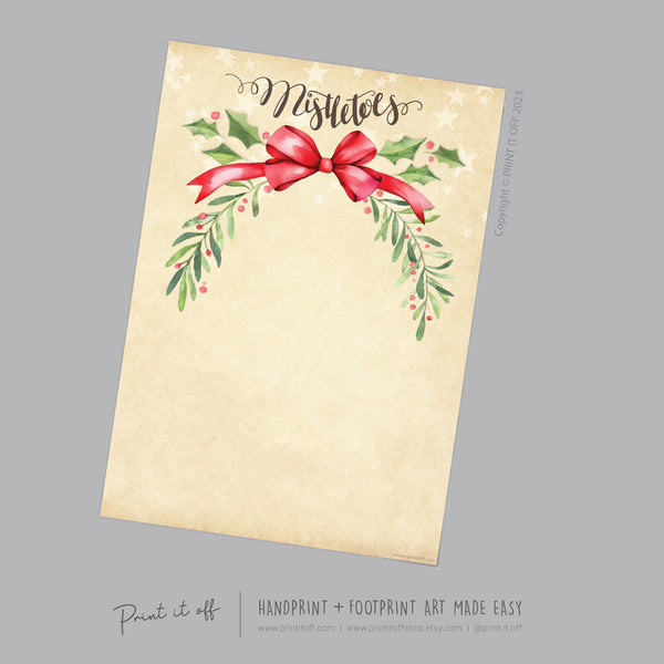 Mistletoes Footprint Foot Feet Art Craft / Christmas Xmas Kids Baby Toddler / Keepsake Gift Card Memory PRINT IT OFF