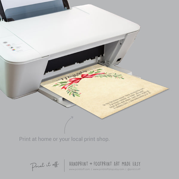 Mistletoes Footprint Foot Feet Art Craft / Christmas Xmas Kids Baby Toddler / Keepsake Poem Gift Card Memory PRINT IT OFF