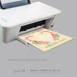 Candy Cane Wishes Mistletoes Kisses Footprint Handprint Art Craft / Christmas Xmas Kids Baby Toddler / Keepsake Gift Card PRINT IT OFF