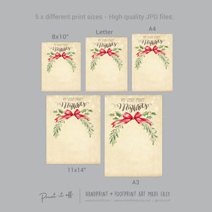 First 1st Mistletoes Footprint Foot Feet Art Craft / Christmas Xmas Baby / Keepsake Poem Gift Card Memory PRINT IT OFF