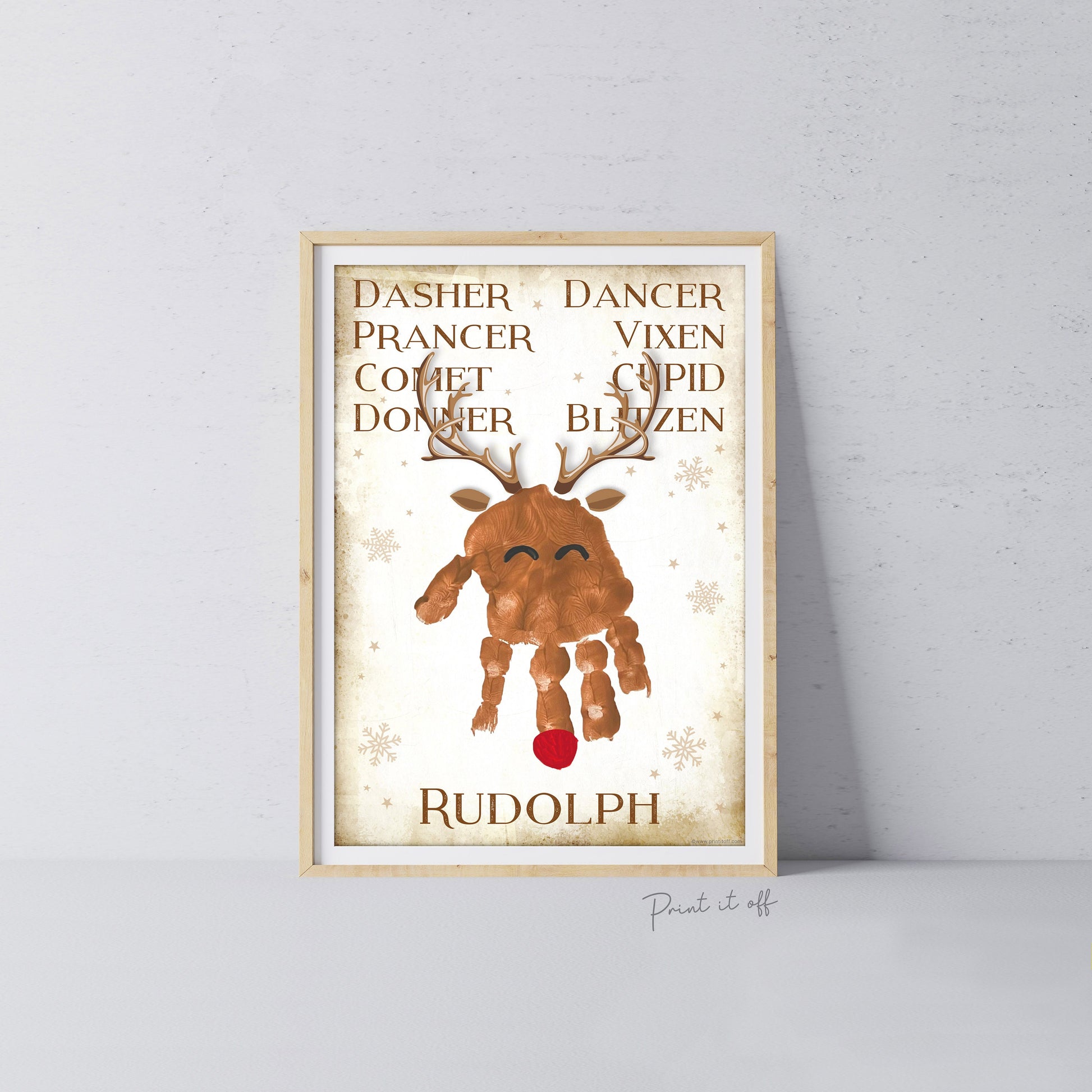 Reindeer Names Handprint Footprint Hand Foot Art Craft / Christmas Xmas Kids Baby Toddler / Keepsake Gift Card Sign Memory PRINT IT OFF