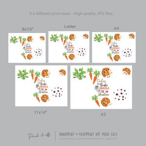 Cookies Santa Carrot Reindeer Footprint Handprint Art Craft / Christmas Xmas Kids Baby Toddler / Keepsake Memory Gift Card PRINT IT OFF
