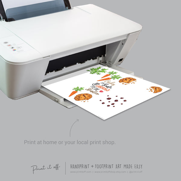 Cookies Santa Carrot Reindeer Footprint Handprint Art Craft / Christmas Xmas Kids Baby Toddler / Keepsake Memory Gift Card PRINT IT OFF