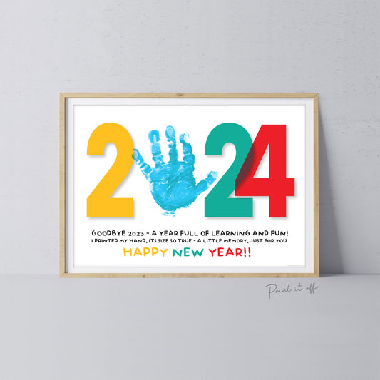 New Year 2024 Art Craft / Handprint Poem / Happy New Year / Baby Kids Toddler Hand / Keepsake Print Card Memory / PRINT IT OFF
