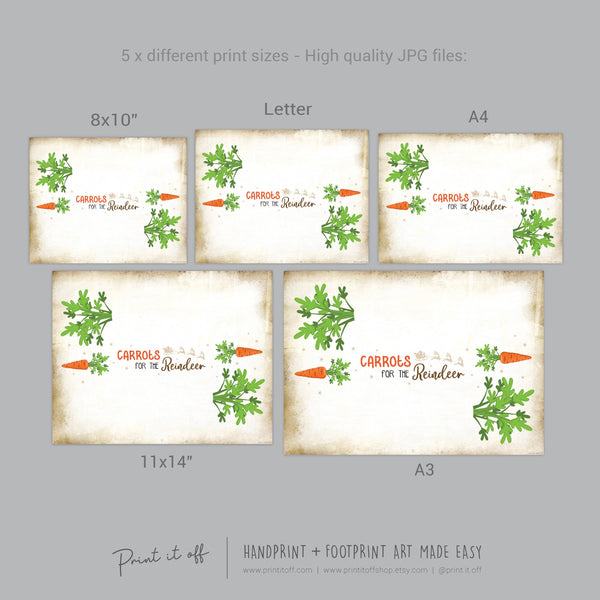 Reindeer Carrots Footprint Feet Art Craft / Christmas Xmas Kids Baby Toddler / Keepsake Gift Card Sign Memory PRINT IT OFF