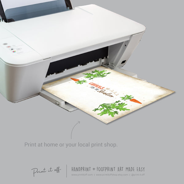 Reindeer Carrots Footprint Feet Art Craft / Christmas Xmas Kids Baby Toddler / Keepsake Gift Card Sign Memory PRINT IT OFF