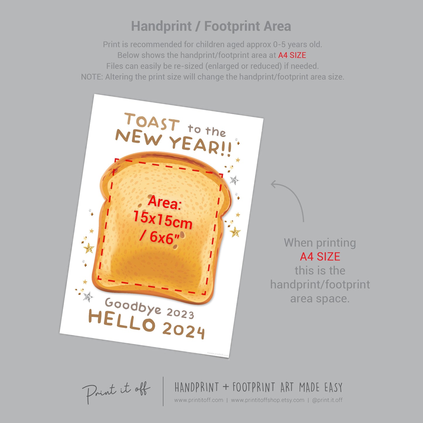New Years 2024 Art Craft / Handprint Footprint Toast / Baby Kids Toddler Hands Foot Feet / Keepsake Print Card Memory / PRINT IT OFF