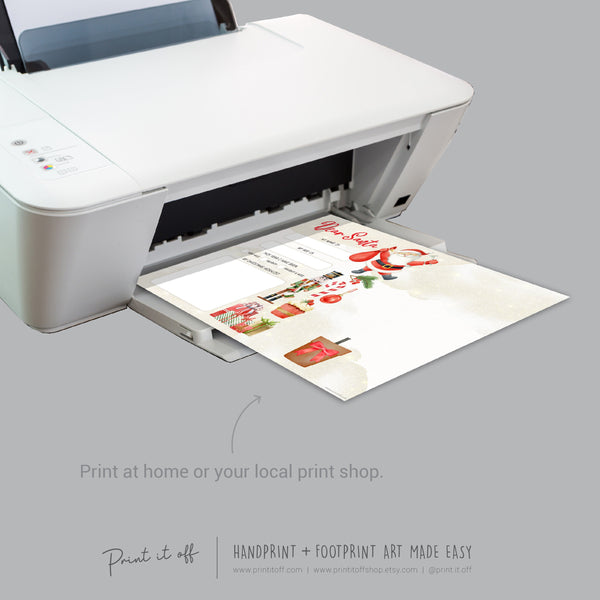 Dear Santa Handprint Footprint Art Craft / Christmas Tree Xmas Kids Baby Toddler / Keepsake Gift Card Sign Memory PRINT IT OFF