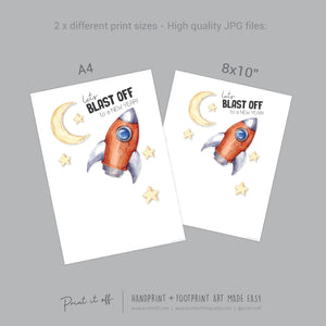 New Years Handprint Art Craft / Happy New Year Rocket Blast Off / Baby Kids Toddler Hands / Keepsake Print Card Memory / PRINT IT OFF