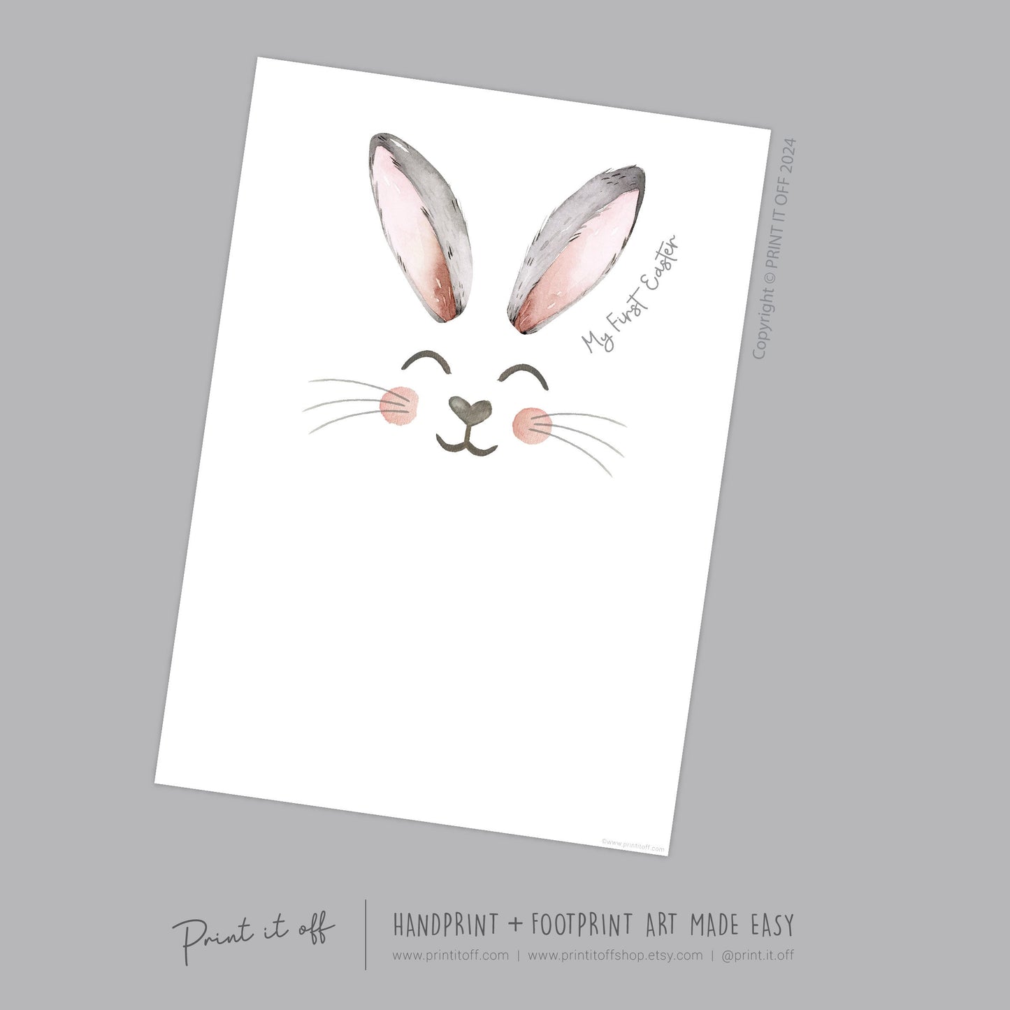 My First 1st Easter / Footprint Handprint Art / Cute Bunny Happy Easter / Baby Toddler / Keepsake Memory Craft DIY Card / Print It Off