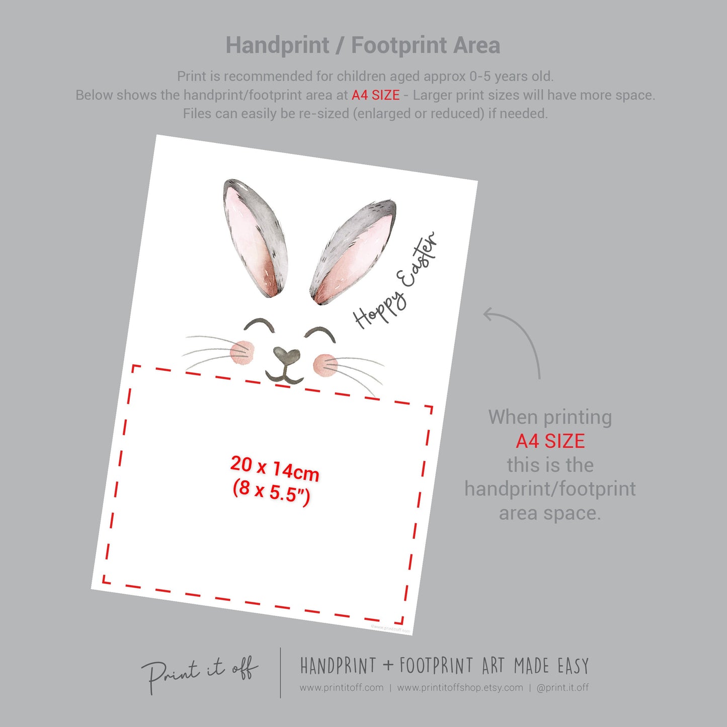 Hoppy Happy Easter Bunny / Footprint Handprint Art / Baby Toddler / Keepsake Memory Craft DIY Card / Print It Off