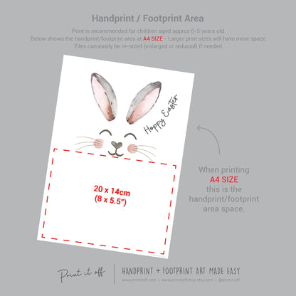 Hoppy Happy Easter Bunny / Footprint Handprint Art / Baby Toddler / Keepsake Memory Craft DIY Card / Print It Off