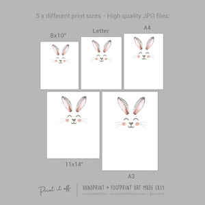 Bunny / Footprint Handprint Art / Baby Kids Toddler Easter / Feet Foot Keepsake Memory Craft DIY Card / Print It Off